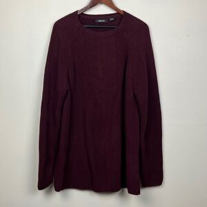 Claiborne Shaker Knit Sweater XL Burgundy Dark Academia Heritage Prep